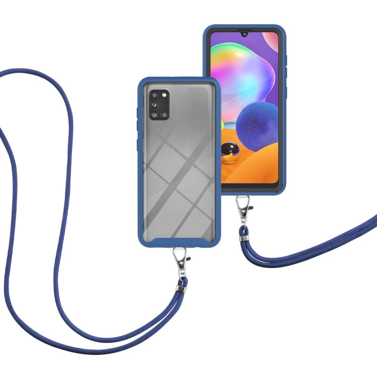 For Samsung Galaxy A31 Starry Sky Solid Color Series Shockproof PC + TPU Protective Case with Neck Strap