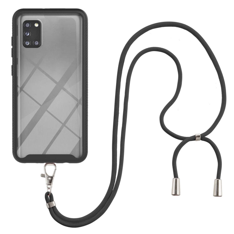 For Samsung Galaxy A31 Starry Sky Solid Color Series Shockproof PC + TPU Protective Case with Neck Strap
