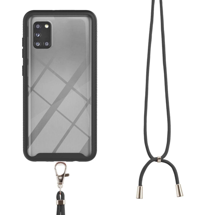 For Samsung Galaxy A31 Starry Sky Solid Color Series Shockproof PC + TPU Protective Case with Neck Strap