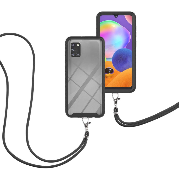 For Samsung Galaxy A31 Starry Sky Solid Color Series Shockproof PC + TPU Protective Case with Neck Strap