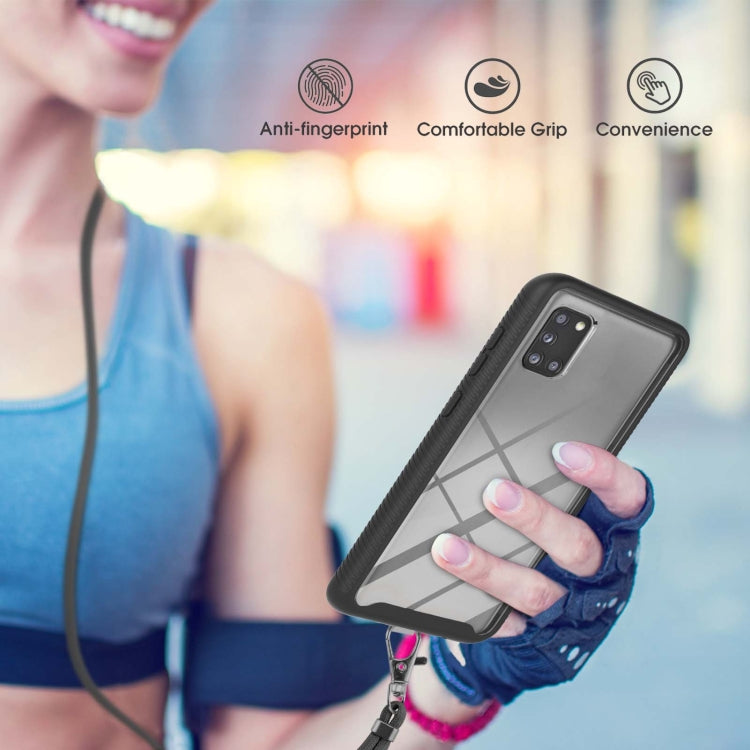 For Samsung Galaxy A31 Starry Sky Solid Color Series Shockproof PC + TPU Protective Case with Neck Strap