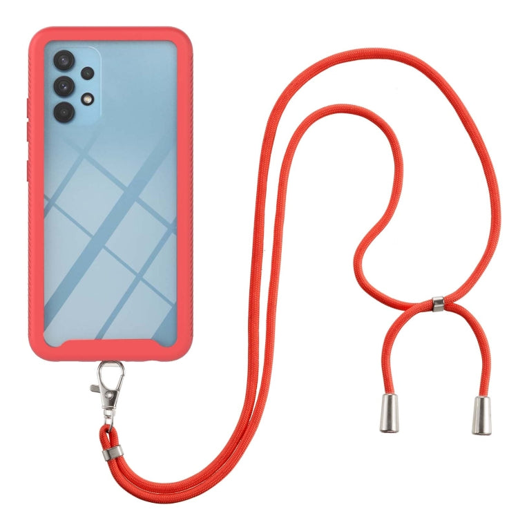 For Samsung Galaxy A32 4G EU Version Starry Sky Solid Color Series Shockproof PC + TPU Protective Case with Neck Strap