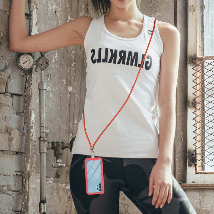 For Samsung Galaxy A32 4G EU Version Starry Sky Solid Color Series Shockproof PC + TPU Protective Case with Neck Strap