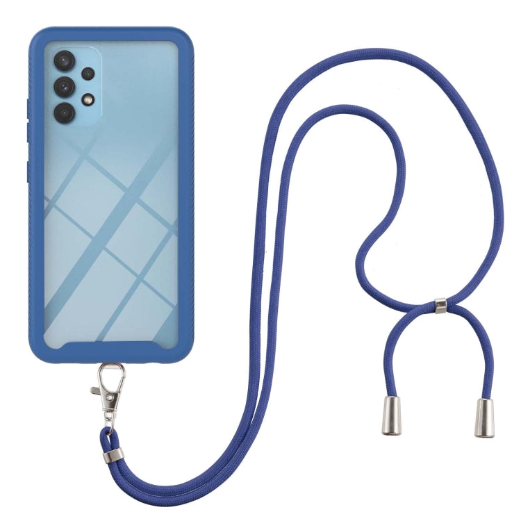 For Samsung Galaxy A32 4G EU Version Starry Sky Solid Color Series Shockproof PC + TPU Protective Case with Neck Strap