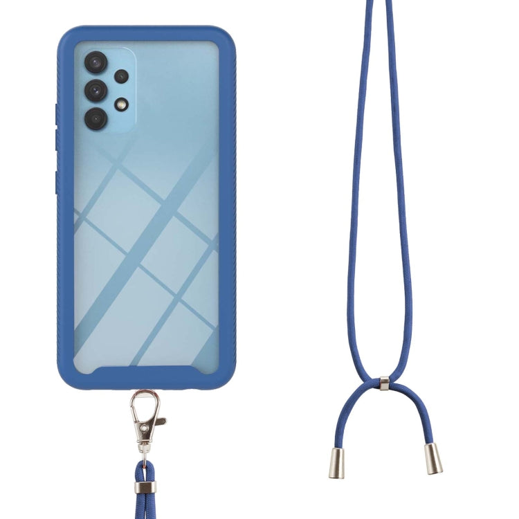 For Samsung Galaxy A32 4G EU Version Starry Sky Solid Color Series Shockproof PC + TPU Protective Case with Neck Strap