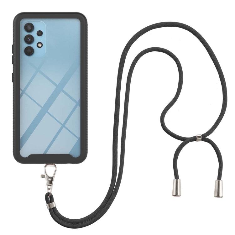 For Samsung Galaxy A32 4G EU Version Starry Sky Solid Color Series Shockproof PC + TPU Protective Case with Neck Strap