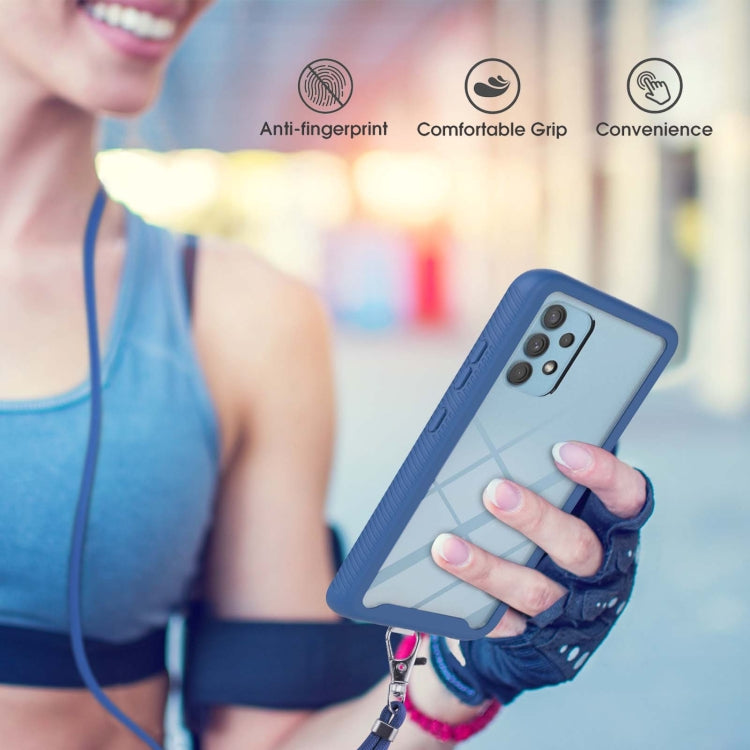 For Samsung Galaxy A32 5G Starry Sky Solid Color Series Shockproof PC + TPU Protective Case with Neck Strap