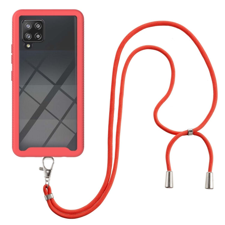 For Samsung Galaxy A42 5G Starry Sky Solid Color Series Shockproof PC + TPU Protective Case with Neck Strap