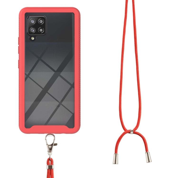 For Samsung Galaxy A42 5G Starry Sky Solid Color Series Shockproof PC + TPU Protective Case with Neck Strap