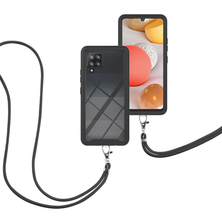 For Samsung Galaxy A42 5G Starry Sky Solid Color Series Shockproof PC + TPU Protective Case with Neck Strap