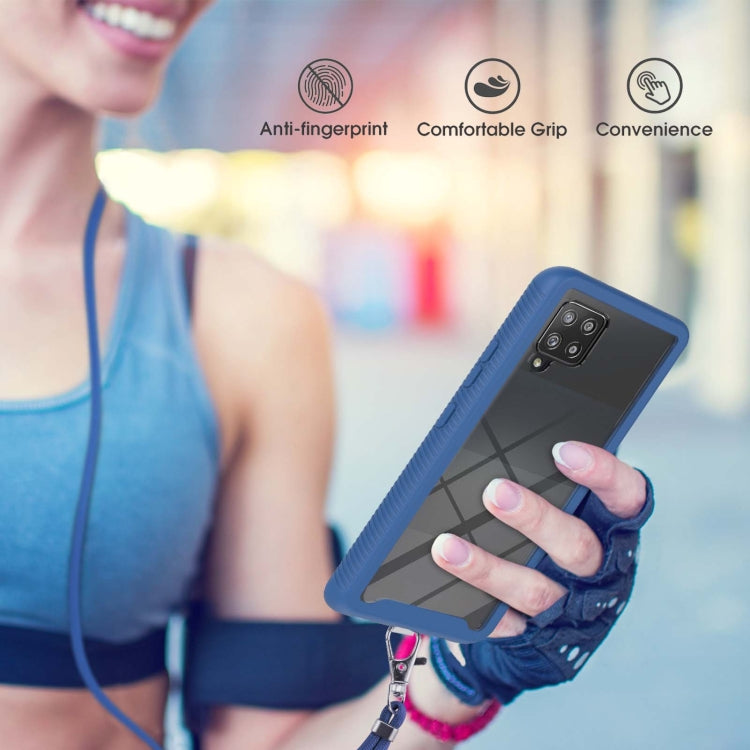 For Samsung Galaxy A42 5G Starry Sky Solid Color Series Shockproof PC + TPU Protective Case with Neck Strap