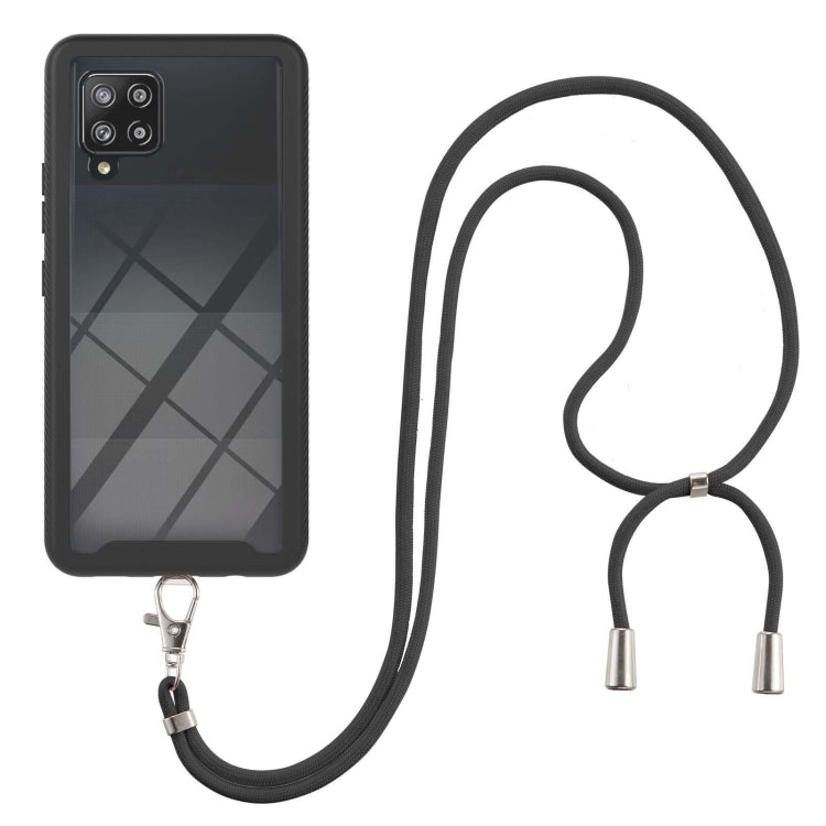 For Samsung Galaxy A42 5G Starry Sky Solid Color Series Shockproof PC + TPU Protective Case with Neck Strap