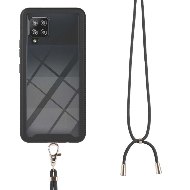 For Samsung Galaxy A42 5G Starry Sky Solid Color Series Shockproof PC + TPU Protective Case with Neck Strap