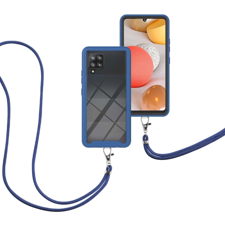 For Samsung Galaxy A42 5G Starry Sky Solid Color Series Shockproof PC + TPU Protective Case with Neck Strap