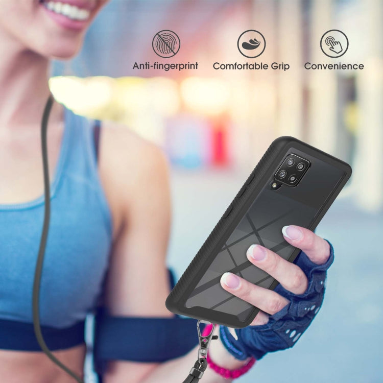For Samsung Galaxy A42 5G Starry Sky Solid Color Series Shockproof PC + TPU Protective Case with Neck Strap