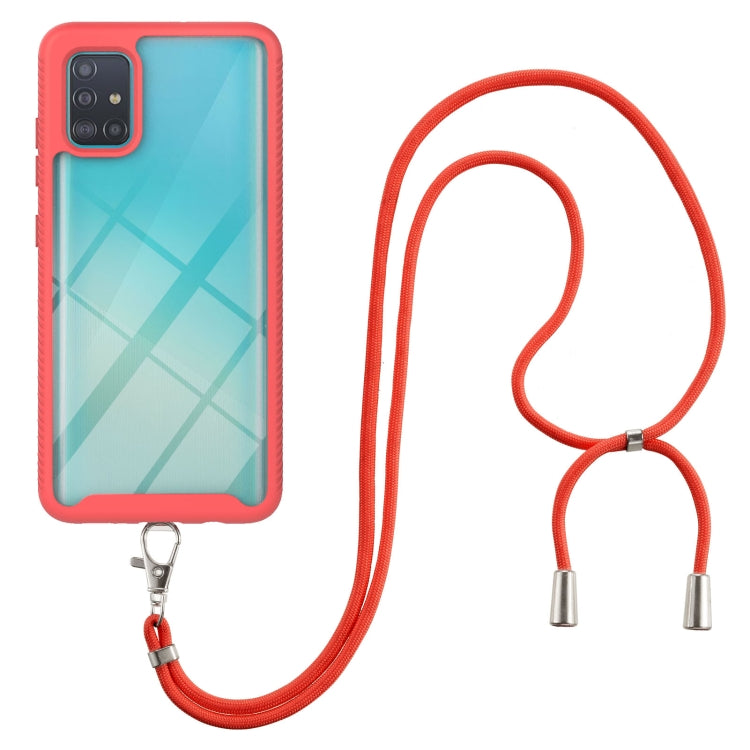 For Samsung Galaxy A51 / A515 Starry Sky Solid Color Series Shockproof PC + TPU Protective Case with Neck Strap