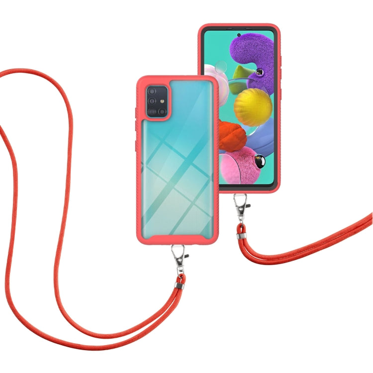 For Samsung Galaxy A51 / A515 Starry Sky Solid Color Series Shockproof PC + TPU Protective Case with Neck Strap