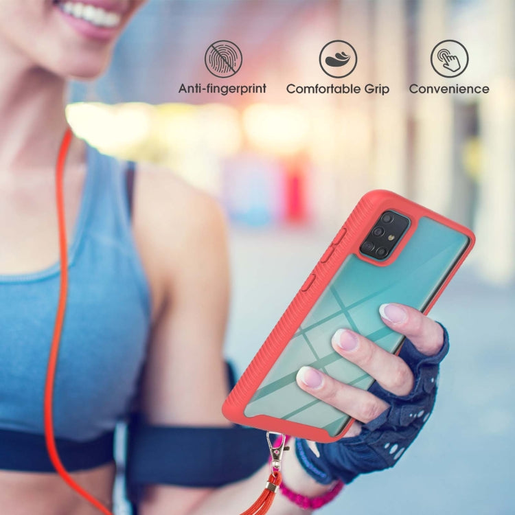 For Samsung Galaxy A51 / A515 Starry Sky Solid Color Series Shockproof PC + TPU Protective Case with Neck Strap