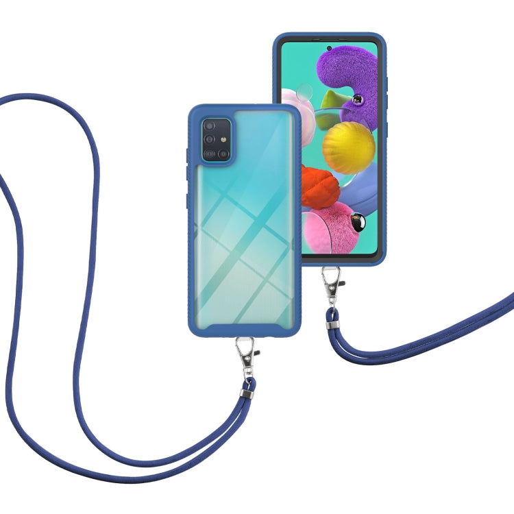 For Samsung Galaxy A51 / A515 Starry Sky Solid Color Series Shockproof PC + TPU Protective Case with Neck Strap
