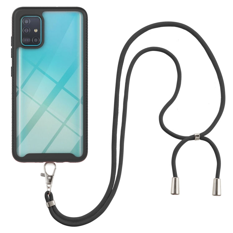For Samsung Galaxy A51 / A515 Starry Sky Solid Color Series Shockproof PC + TPU Protective Case with Neck Strap