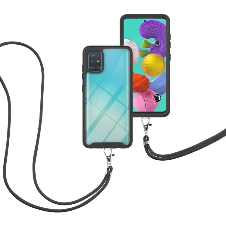 For Samsung Galaxy A51 / A515 Starry Sky Solid Color Series Shockproof PC + TPU Protective Case with Neck Strap
