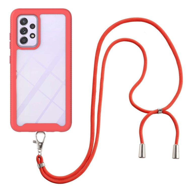 For Samsung Galaxy A52 5G / 4G Starry Sky Solid Color Series Shockproof PC + TPU Protective Case with Neck Strap