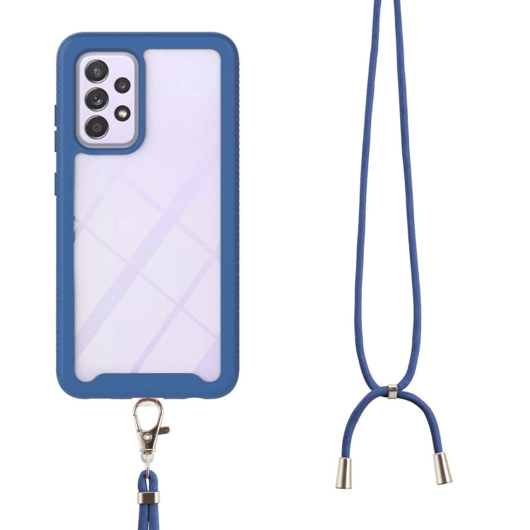For Samsung Galaxy A52 5G / 4G Starry Sky Solid Color Series Shockproof PC + TPU Protective Case with Neck Strap