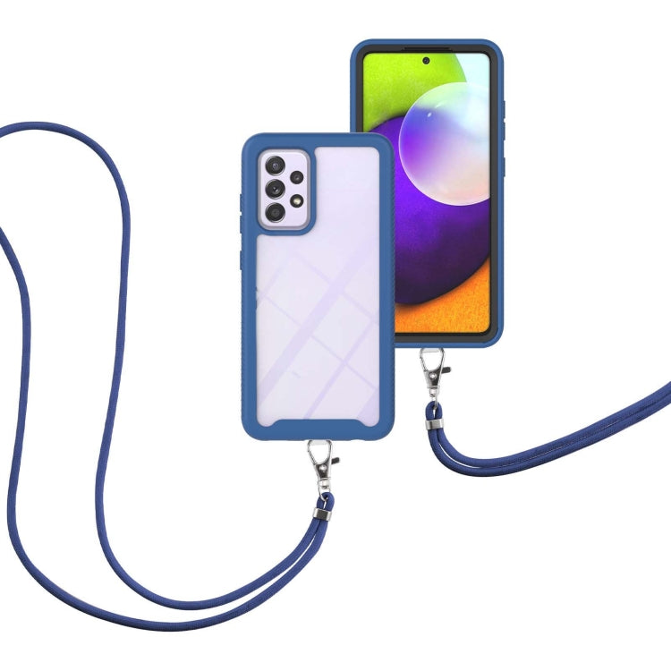 For Samsung Galaxy A52 5G / 4G Starry Sky Solid Color Series Shockproof PC + TPU Protective Case with Neck Strap