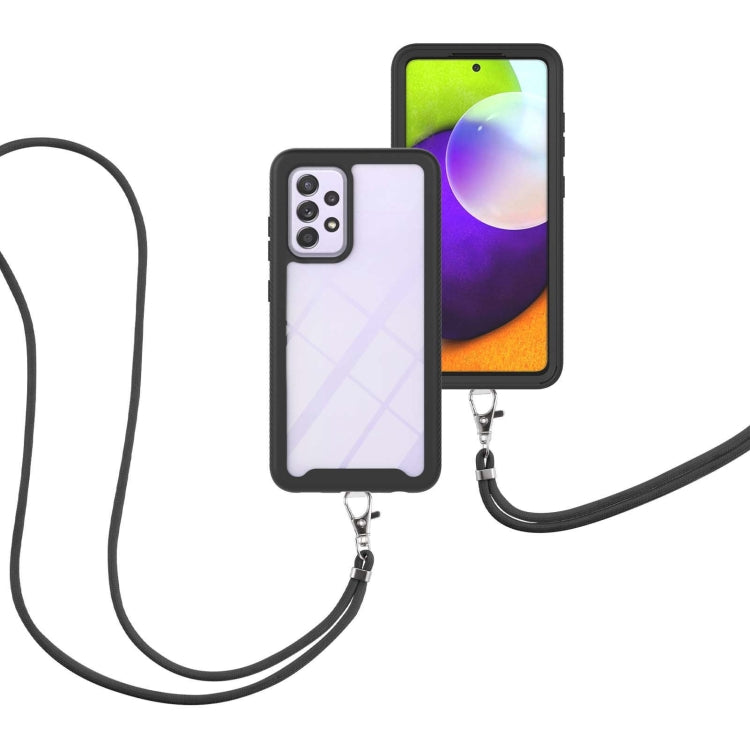 For Samsung Galaxy A52 5G / 4G Starry Sky Solid Color Series Shockproof PC + TPU Protective Case with Neck Strap