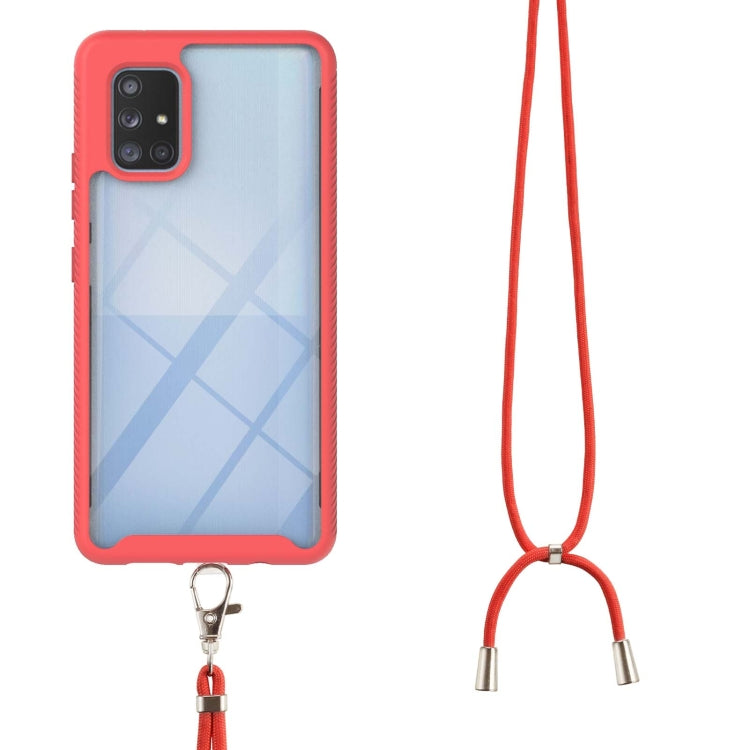 For Samsung Galaxy A71 5G Starry Sky Solid Color Series Shockproof PC + TPU Protective Case with Neck Strap