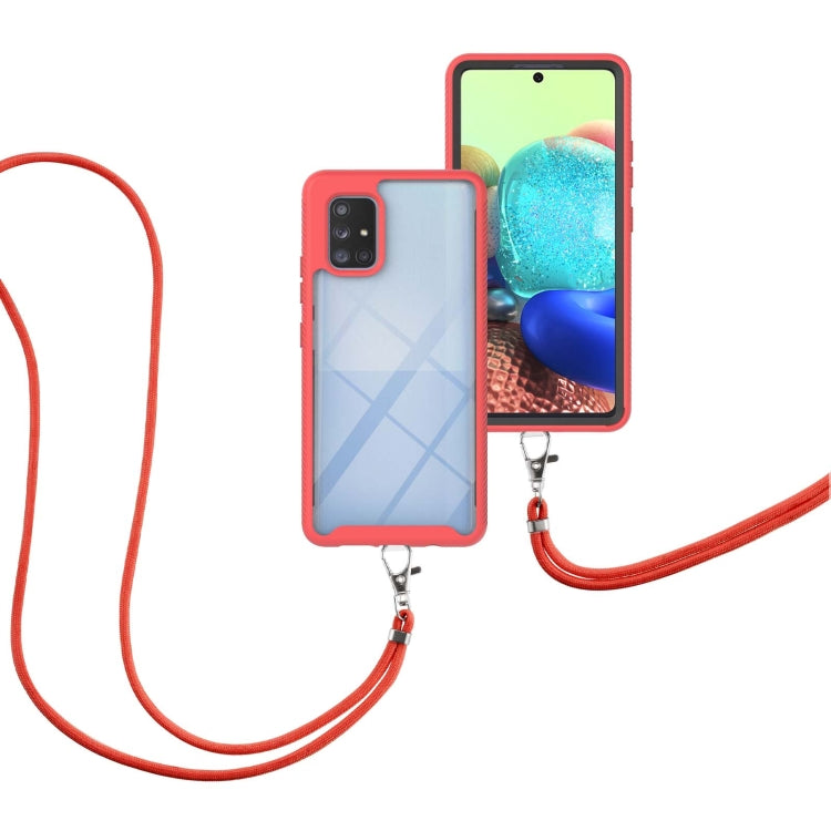 For Samsung Galaxy A71 5G Starry Sky Solid Color Series Shockproof PC + TPU Protective Case with Neck Strap