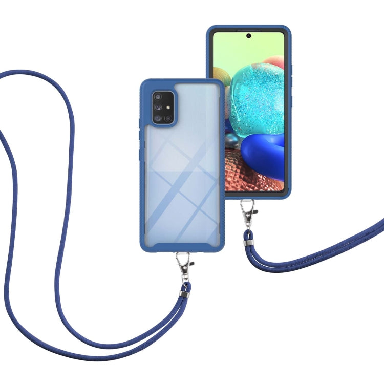 For Samsung Galaxy A71 5G Starry Sky Solid Color Series Shockproof PC + TPU Protective Case with Neck Strap