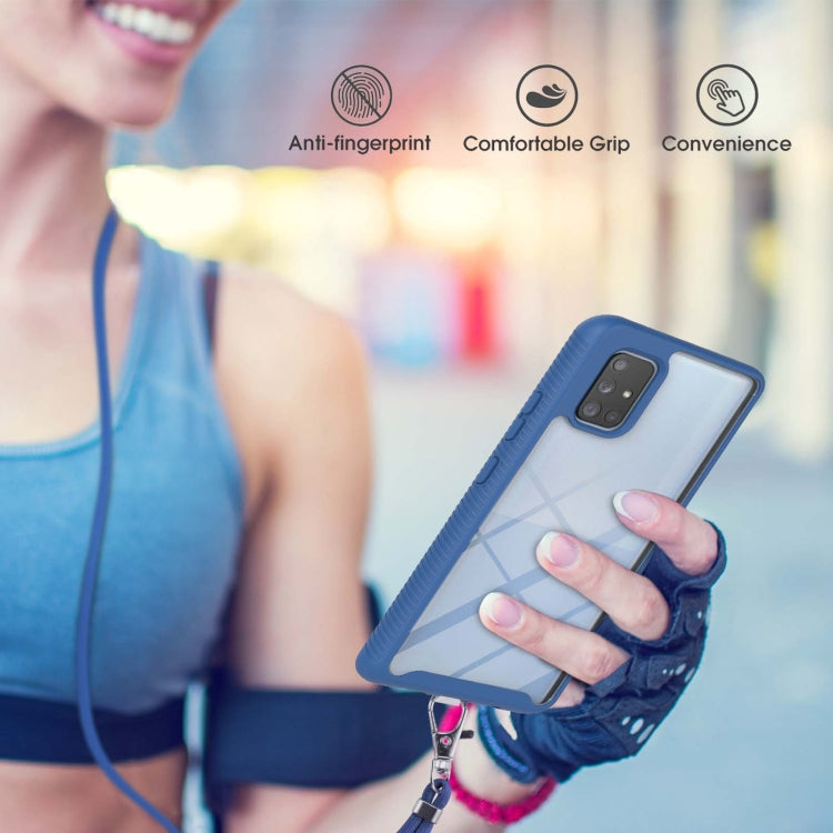 For Samsung Galaxy A71 5G Starry Sky Solid Color Series Shockproof PC + TPU Protective Case with Neck Strap