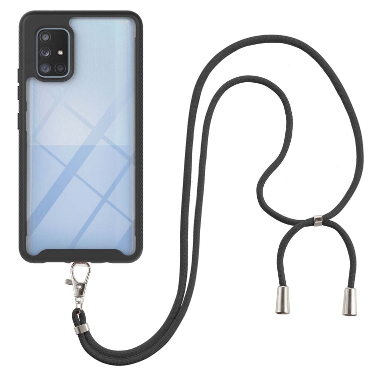 For Samsung Galaxy A71 5G Starry Sky Solid Color Series Shockproof PC + TPU Protective Case with Neck Strap