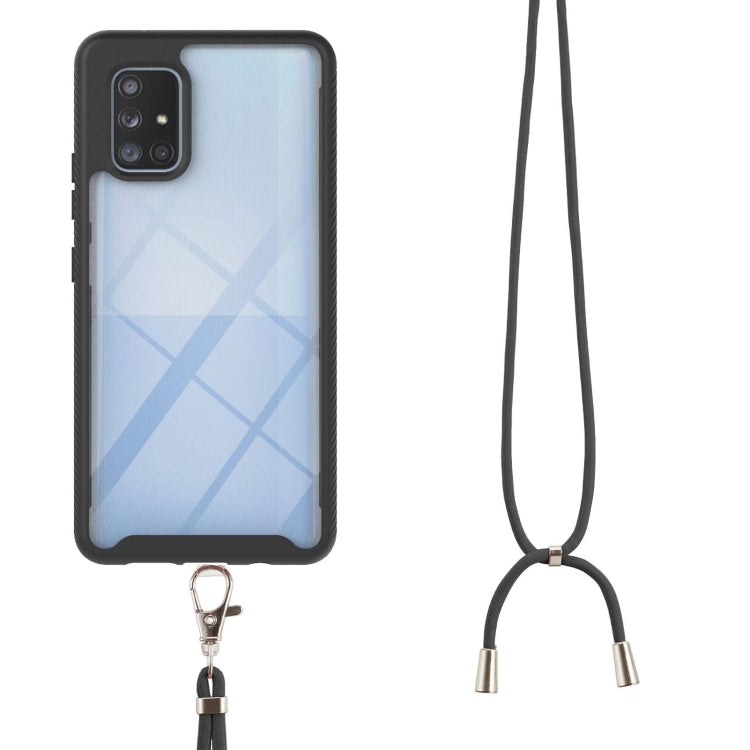 For Samsung Galaxy A71 5G Starry Sky Solid Color Series Shockproof PC + TPU Protective Case with Neck Strap