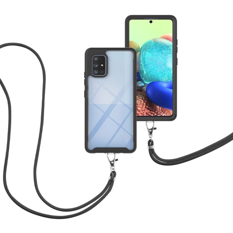 For Samsung Galaxy A71 5G Starry Sky Solid Color Series Shockproof PC + TPU Protective Case with Neck Strap