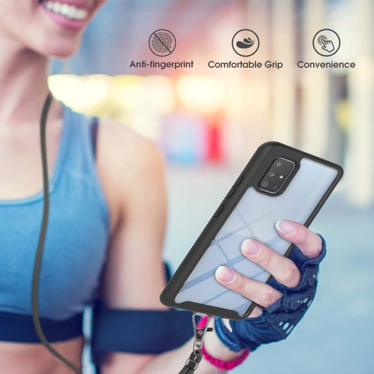 For Samsung Galaxy A71 5G Starry Sky Solid Color Series Shockproof PC + TPU Protective Case with Neck Strap