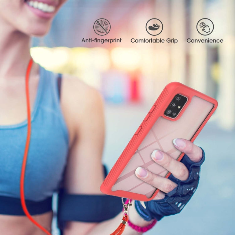 For Samsung Galaxy A71 / A715 Starry Sky Solid Color Series Shockproof PC + TPU Protective Case with Neck Strap