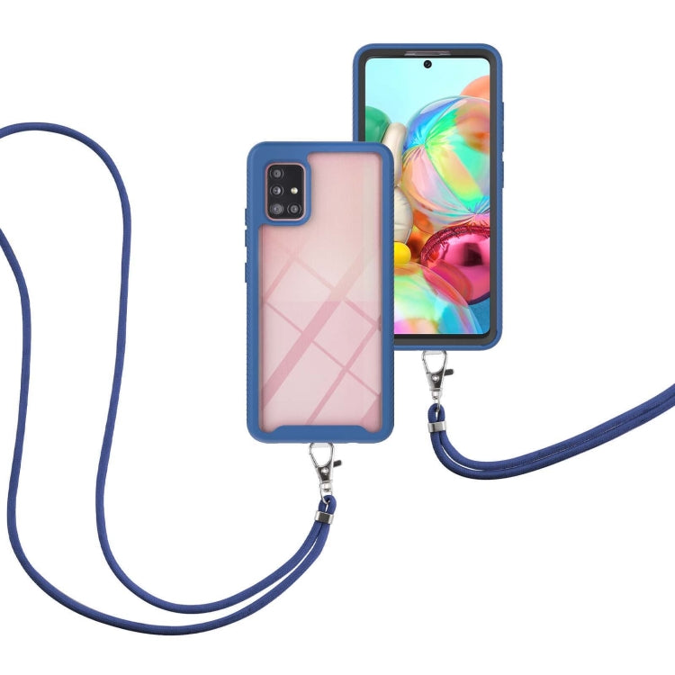 For Samsung Galaxy A71 / A715 Starry Sky Solid Color Series Shockproof PC + TPU Protective Case with Neck Strap