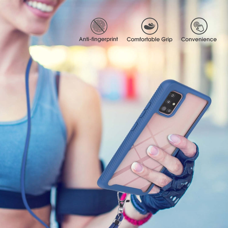 For Samsung Galaxy A71 / A715 Starry Sky Solid Color Series Shockproof PC + TPU Protective Case with Neck Strap