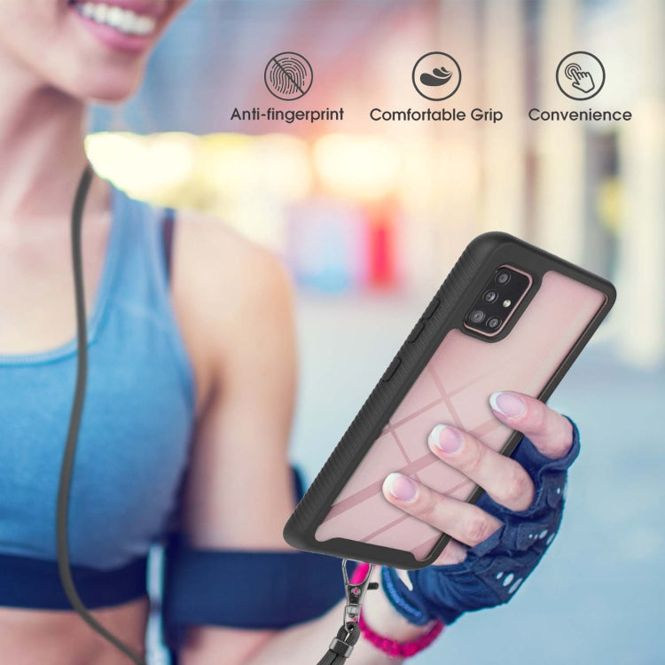 For Samsung Galaxy A71 / A715 Starry Sky Solid Color Series Shockproof PC + TPU Protective Case with Neck Strap