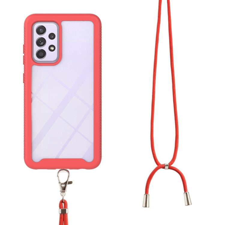 For Samsung Galaxy A72 5G / 4G Starry Sky Solid Color Series Shockproof PC + TPU Protective Case with Neck Strap