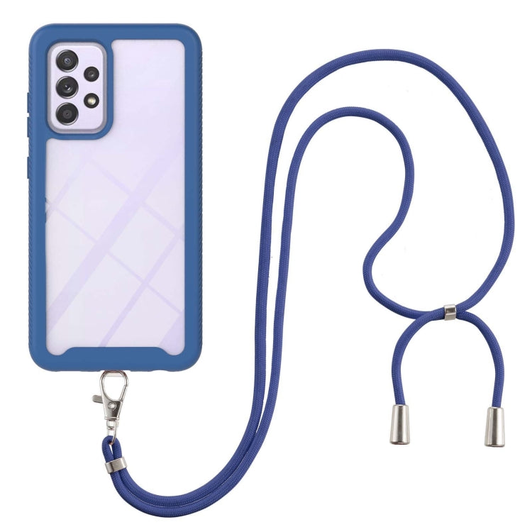 For Samsung Galaxy A72 5G / 4G Starry Sky Solid Color Series Shockproof PC + TPU Protective Case with Neck Strap