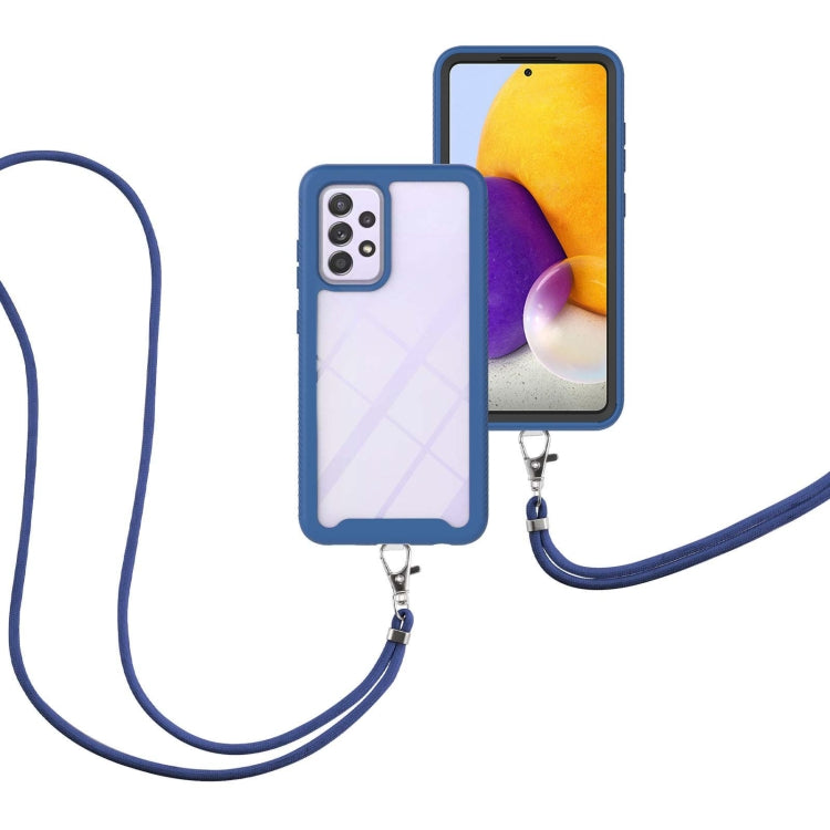 For Samsung Galaxy A72 5G / 4G Starry Sky Solid Color Series Shockproof PC + TPU Protective Case with Neck Strap
