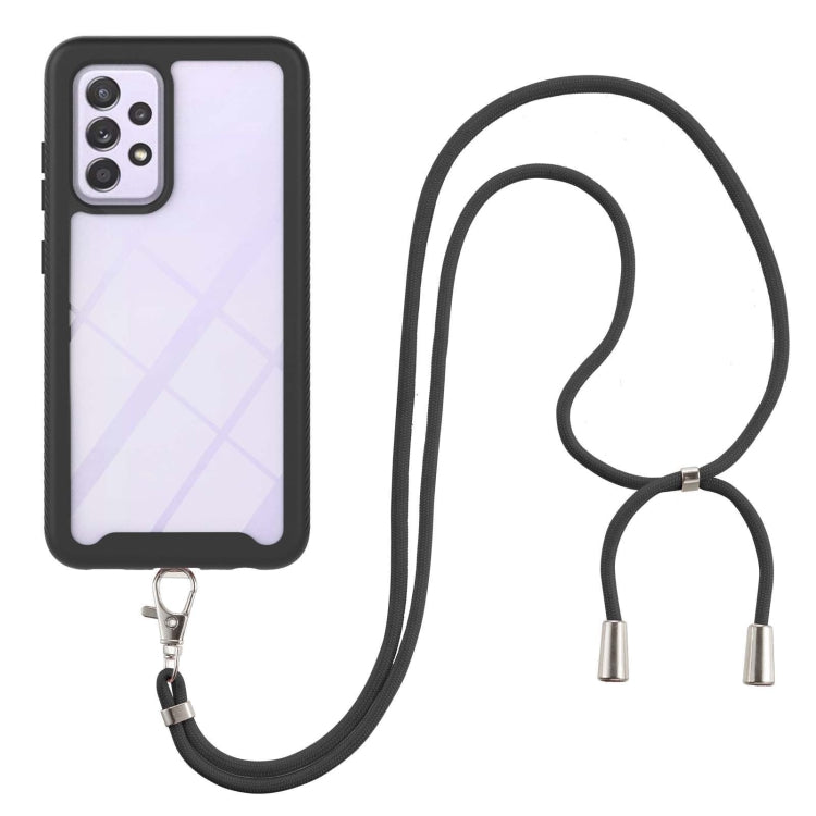 For Samsung Galaxy A72 5G / 4G Starry Sky Solid Color Series Shockproof PC + TPU Protective Case with Neck Strap