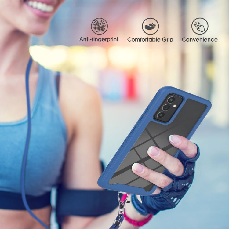 For Samsung Galaxy A82 5G Starry Sky Solid Color Series Shockproof PC + TPU Protective Case with Neck Strap