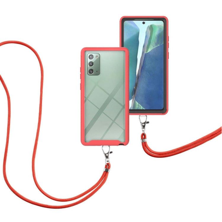 For Samsung Galaxy Note20 Starry Sky Solid Color Series Shockproof PC + TPU Protective Case with Neck Strap
