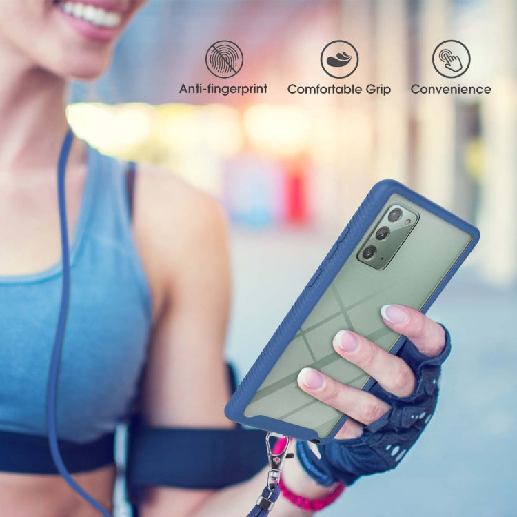 For Samsung Galaxy Note20 Starry Sky Solid Color Series Shockproof PC + TPU Protective Case with Neck Strap
