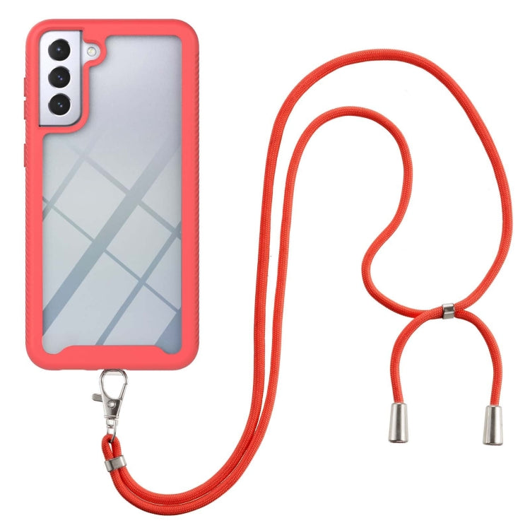 For Samsung Galaxy S21+ 5G Starry Sky Solid Color Series Shockproof PC + TPU Protective Case with Neck Strap