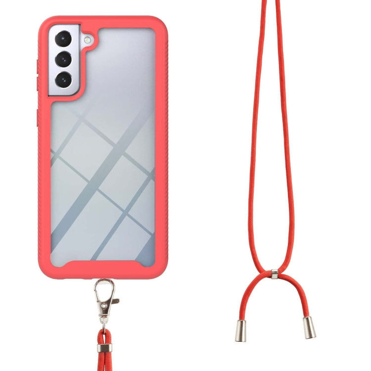 For Samsung Galaxy S21+ 5G Starry Sky Solid Color Series Shockproof PC + TPU Protective Case with Neck Strap